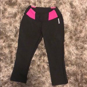 Reebok Play Dry black and pink capri leggings xs